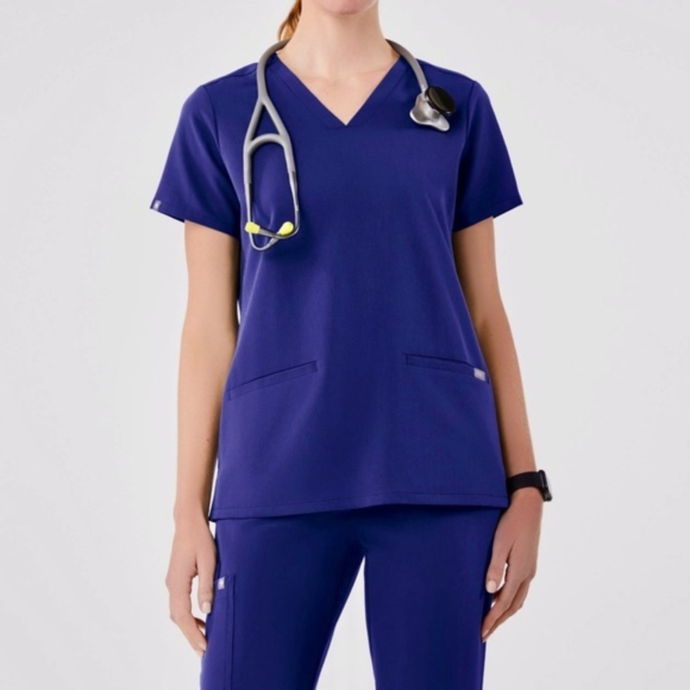Figs Casma Three-Pocket Scrub Top Deep Royal Blue Size XS